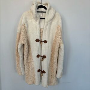 Free People Sherpa Cable Knit Sweater Jacket Size L